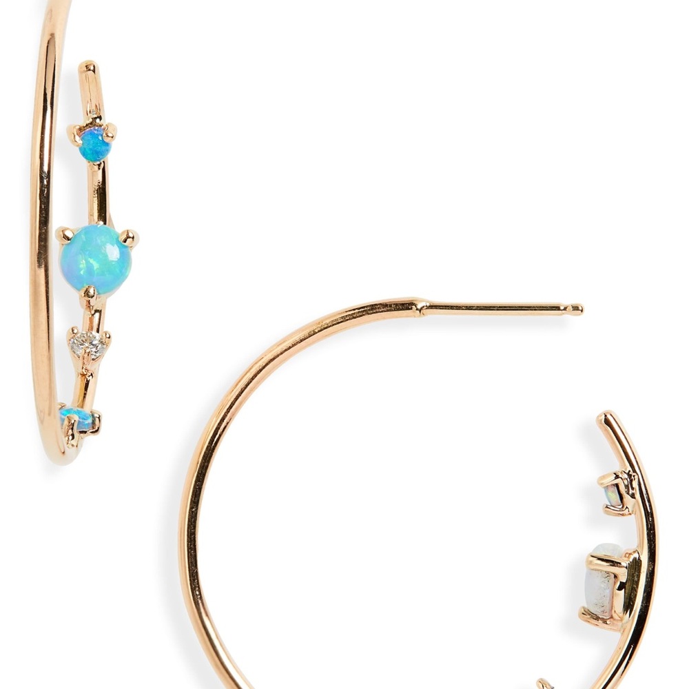 NEW $1500 WWAKE Inverted Opal Diamond Hoop Earring - Picture 4 of 5